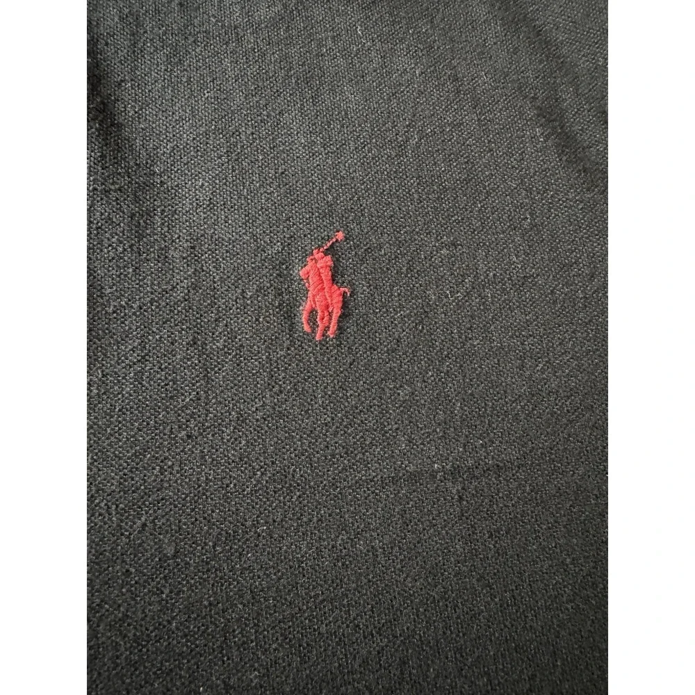 Polo Ralph Lauren Men's Black Polo Shirt With Red And White On Collar XL Classic